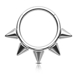 Oufer 16G Five Spikes Titanium Hinged Segment Septum Ring Body Piercing Jewelry