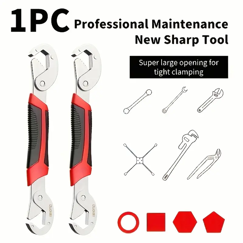 1 Pc Multifunctional Double-ended Pipe Wrench, Tool Multifunctional Looper Pliers, Multifunctional Torque Adjustable Opening Adjustable Wrench, Suitable for DIY And Electrician, Machinery, Motorcycle, Bicycle Home Maintenance Tools.
