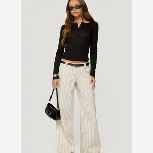 EDIKTED Cory Striped Low Rise Baggy Jeans