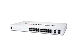 Fortinet FortiSwitch-124F-FPOE Layer 2 FortiGate switch controller compatible PoE+ switch with 24 GE RJ45 + 4 10G SFP+ ports, 24 port PoE | FS-124F-FPOE