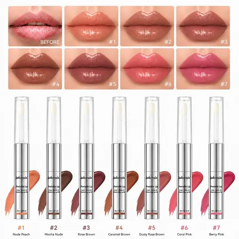 2-in-1 Tinted Peel-Off Lip Gloss & Lipliner - Nourishing, Hydrating, Glossy, Plumping Transparent Lip Oil, All-Day Wear, 7 Shades, Beauty Cosmetics, Spring Gift, Refreshing Look, Lip Care