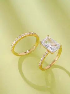 2pcsSet Gorgeous Cubic Zirconia Ring For Women For Valentine's Day Gift Wedding Anniversary Party Jewelry,Mom,Mother,Mother's Day,Gift