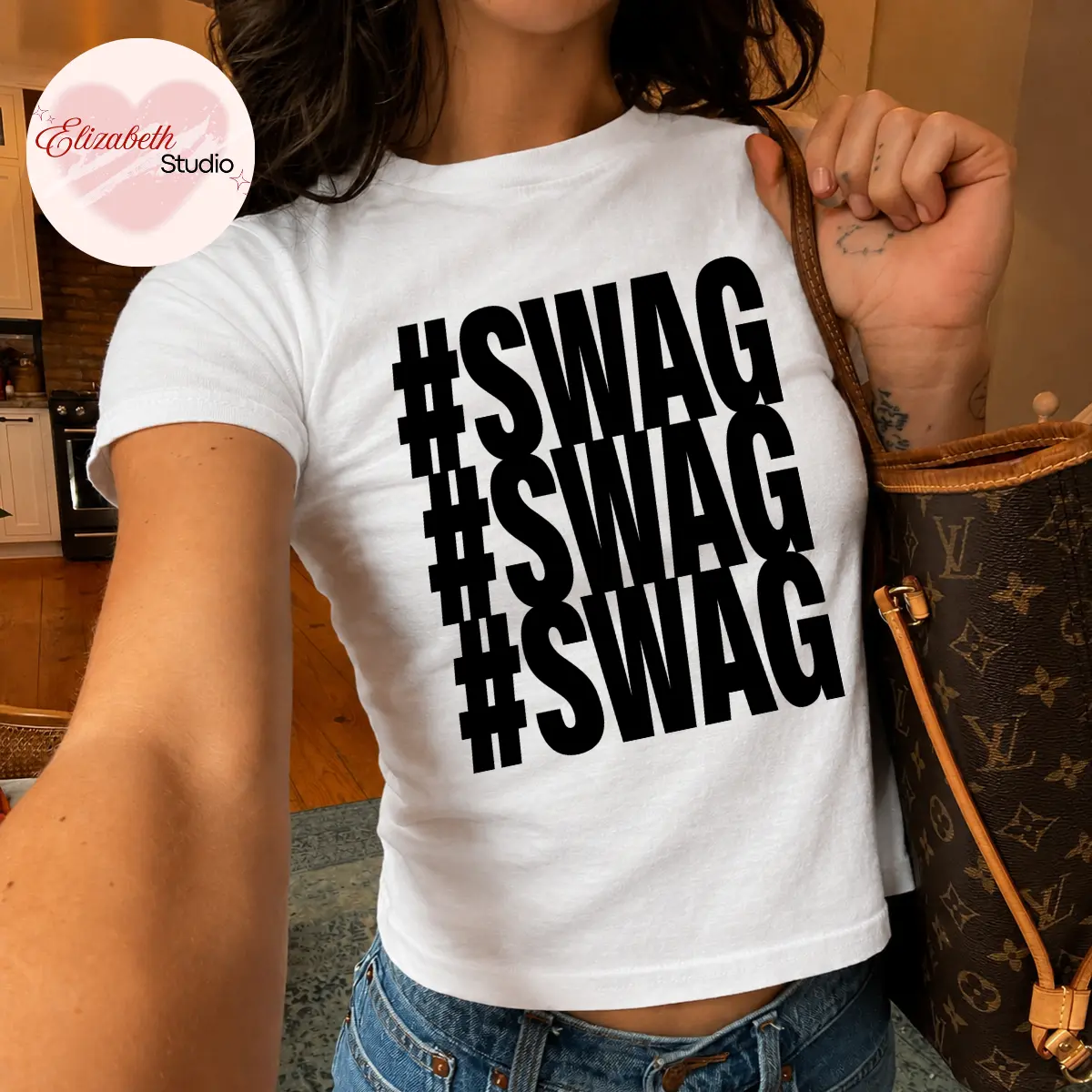 Swag Baby Tee, Funny Y2K Hashtag Swag Baby Tee for Women, Trendy 2000s Aesthetic Grunge Graphic Tee, Funny Gift for Her Teen