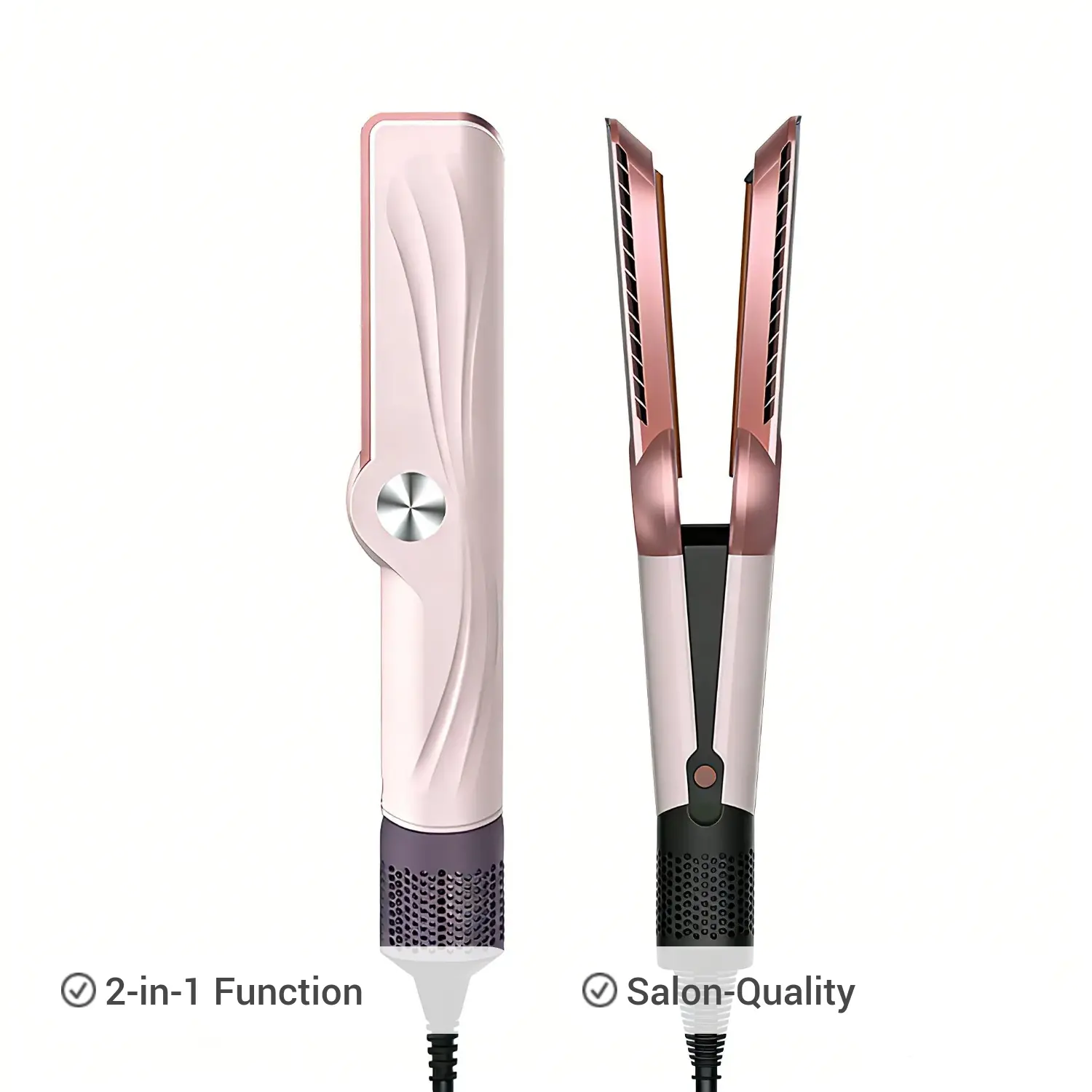 2-in-1 Air Straightener & Wet-to-Dry Blow Dryer Styling Tool, LCD Display, Adjustable Temperature, Fast-Heating, High-Speed Airflow, 200M Negative Ions, Salon-Quality Hair for 1A-3C Types & 12-32in Length, Mother's Day Gift