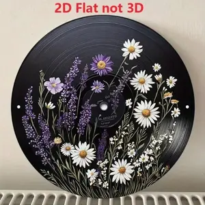 Aluminum UV Print Double Printed Vintage Retro Round Wall Art, 8x8 Inch Floral Design Sign, Home Decor for Living Room Bedroom, Vintage Music Gift, Floral Boho Print