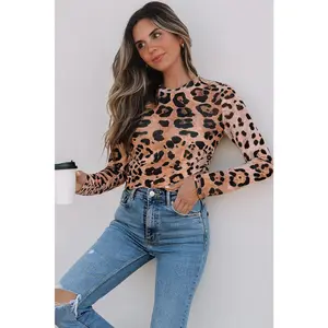 Brown Leopard Long Sleeve Slim Top *Final Sale*