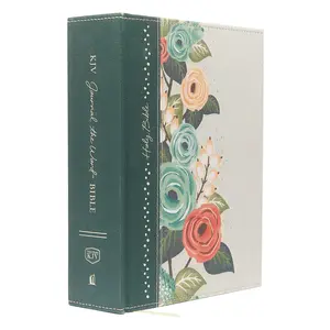 KJV, Journal the Word Bible, Large Print, Cloth over Board, Green Floral, Red Letter: Reflect, Journal, or Create Art Next to Your Favorite Verses by Thomas Nelson [Hardback Book]