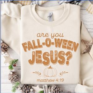 Retro Are You Fall-O-Ween Jesus Unisex Sweater, Religious Christian Shirt, Follow Jesus Apparel, Bible Matthew Shirt, Cute Thankful Cotton Round Neck Tee
