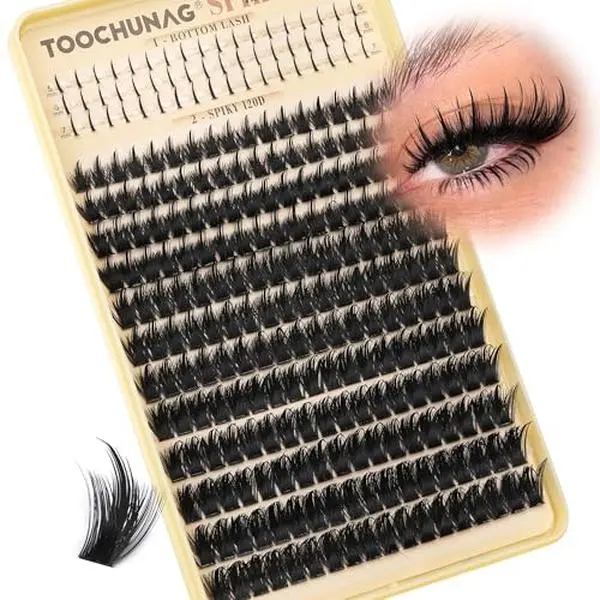 Spikes Lash Clusters 120D Volume Eyelash Clusters Spiky Bottom Lashes Individual 12-20mm Thick Anime Mink Cluster Eyelash Extensions DIY Fairy Cluster Lashes Extension by TOOCHUNAG
