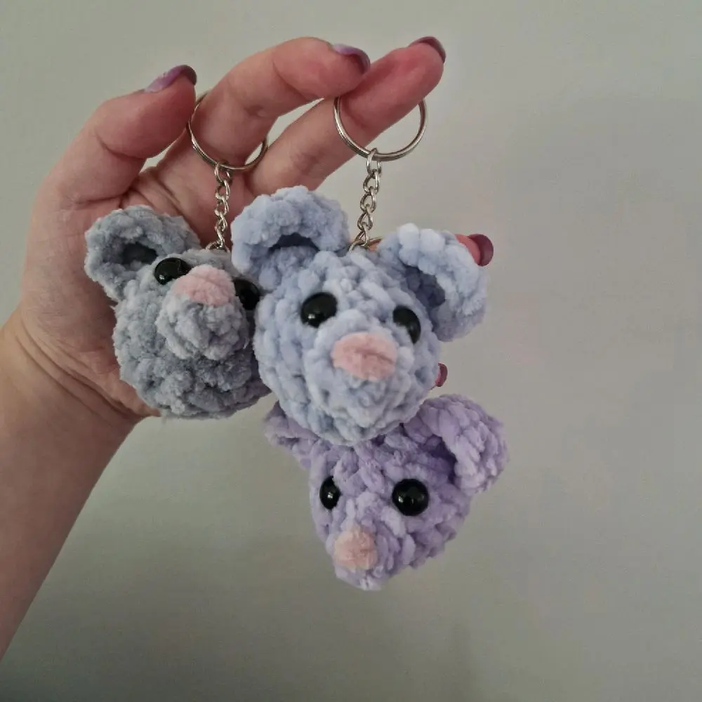 Crochet mouse keyring - super soft with safety eyes and keychain