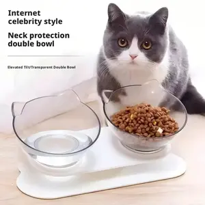 15° Tilted Elevated Cat Bowl, Anti-Vomiting, Neck Protection, Non-Slip Base pet lover  Kitten Surprise Gift