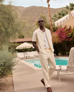 Express Slim Textured Ticking Striped Drawstring Elastic Waist Pant