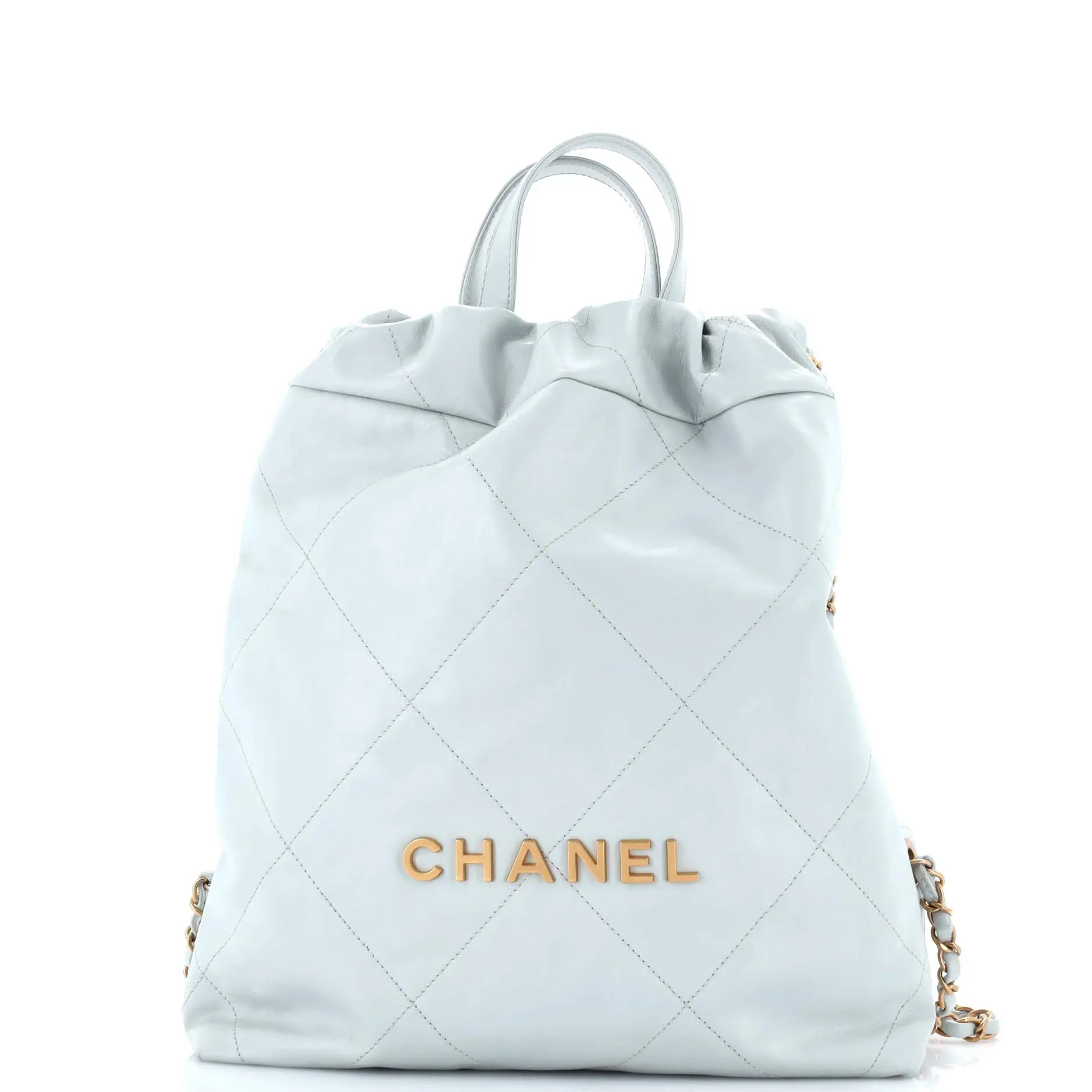 Pre-owned CHANEL Leather Backpacks 22 Chain Backpack Quilted Calfskin Medium by Rebag
