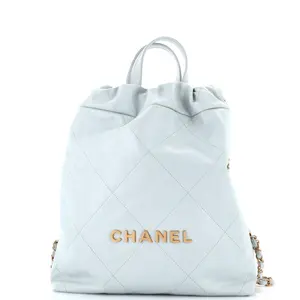 Pre-owned CHANEL Leather Backpacks 22 Chain Backpack Quilted Calfskin Medium by Rebag