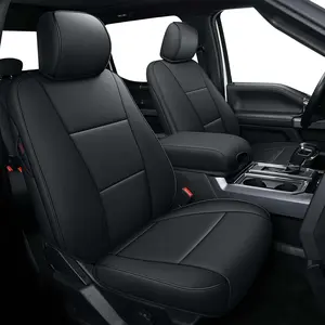 Car Seat Covers, Faux Leather Truck Cushion Protectors for Ford F150 2015-2025 (XL, XLT, SuperCrew), F250-F450 2017-2024 Super Duty, Custom-Fit Heavy-Duty Full Set Black, Truck Cushion Protector