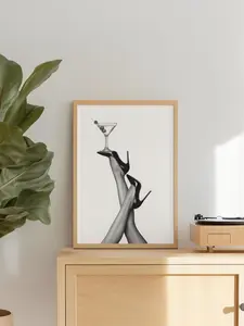 Martini & Heels Glamorous Black And White Fashion Wall Art