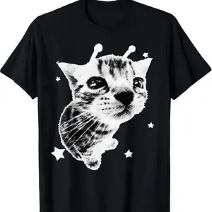 Vintage Y2K Alien Cat Meme Tshirt, Retro Silly Cat Tee, Funny Tshirt, Oversized Graphic Tshirt, Full Size, Full Color