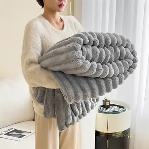 1pc 59x78 in Ultra-Soft Thick Fleece Blanket for Air-Conditioned Rooms & Massage Chairs | Multi-Color, 3D Faux Rabbit Fur, Double-Sided, All Seasons, Home, Office, Travel, Camping, Gift for All Occasions lola