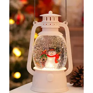 Christmas Snow Globes Snowman Decor, Musical Glitter Globe Light Up 6H Timer  Mailbox Village Snowman Snow Globe Christmas Decorations