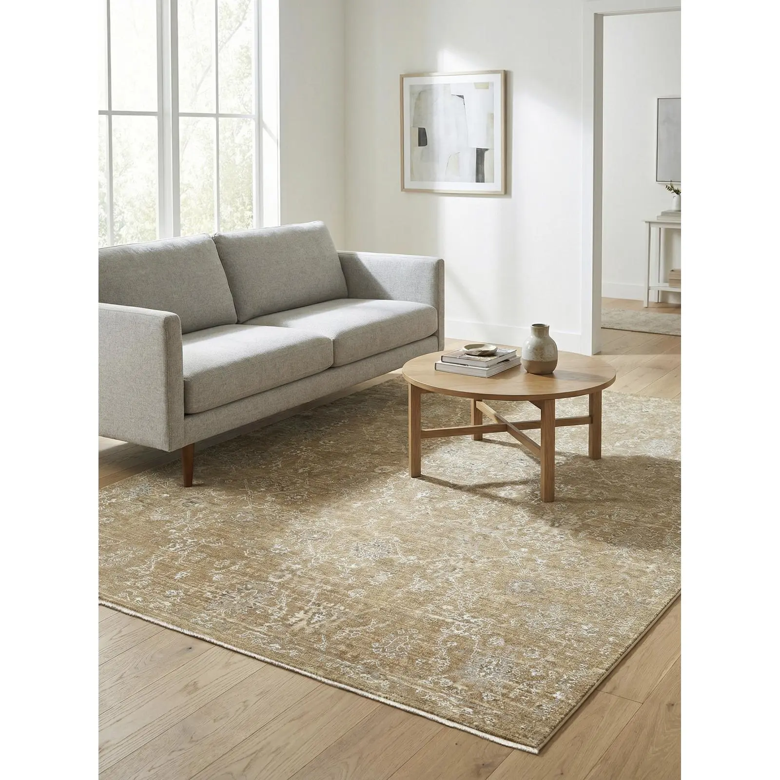 Becki Owens x Livabliss Penny Power Loomed Gold Lattice Area Rug