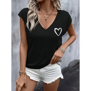 Summer Heart Print Batwing Sleeve T-Shirt