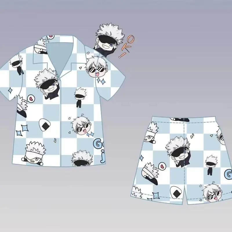 Anime Cute Pajamas Jujutsu Kaisen Gojo Satoru Periphery Spring and Summer Couples Can Wear Outside Home Wear Set Birthday Gifts