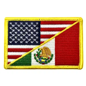 USA Flag Mexico Flag Patch [3.0 X 2.0 -Hook Fastener - UM1]