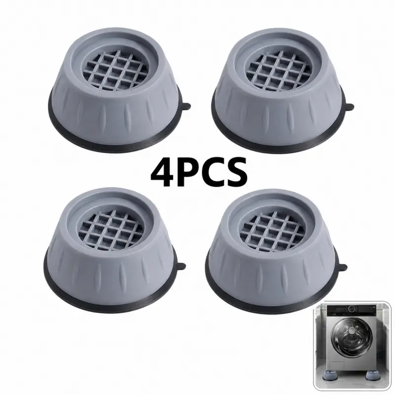 4PCS Rubber Anti-Vibration Pads for Washing Machine & Dryer, Non-Slip Household Appliances Riser Mats, Laundry Stabilization Height Boosters