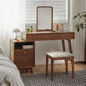 YESWOOD Extendable Vanity Desk with Dresser, Oak Wood Makeup Table for Girls, Study Desk and Vanity Set for Bedroom, Barthroom