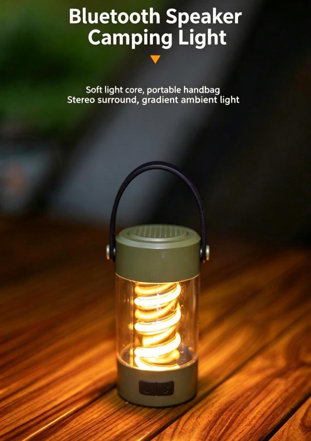 Rechargeable LED Hanging Camping Lantern, Ultra Bright Waterproof Camping Light Strip with Bluetooth Speaker, Portable Emergency Flashlight, Solar Powered Dimmable Outdoor Lamp for Hiking, Camping, Backpacking,  Outdoor Emergency Use