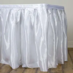 Satin Table Skirt 21ft White - Classy Pleated Wedding Table Decor