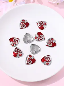 10 Vintage Gothic Heart Enamel Floral Pendants, Perfect for DIY Jewelry Making, Earrings, Bracelets, Necklaces, Daily and Festival Accessories