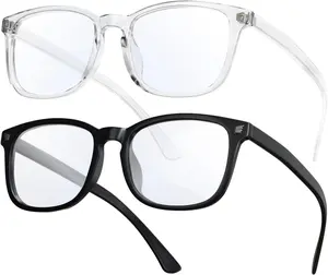 2026 2 Pack Clear Frame Glasses for Women Men Classic Eyewear Non-prescription Durable Comfortable Daily Use Gaming Computer Glasses