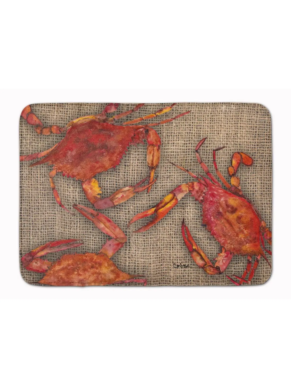 Carolines Treasures 8742RUG Cooked Crabs on Faux Burlap Machine Washable Memory Foam Mat