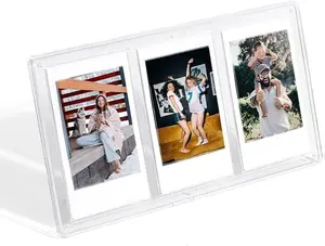 A Transparent Triple Photo Frame for three INSTAX mini photos. Transparent creative display photo frame for 3-inch photos.