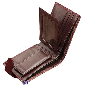 Bifold Leather Card Holder Wallet with Flap Coin Pocket for Men