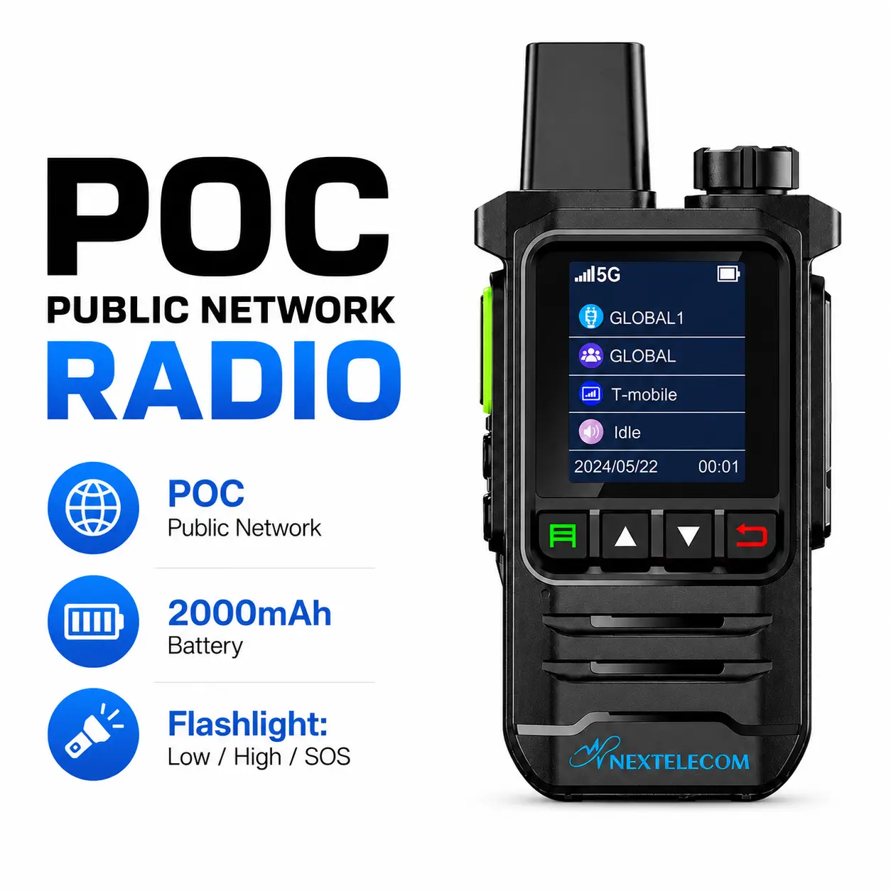 K6 5G/4G PTT PoC Walkie Talkies, No Monthly Fee, Nationwide Long-Range Cellular Two-Way Radios with SIM Cards, Long Battery Life for Field Work and Travel
