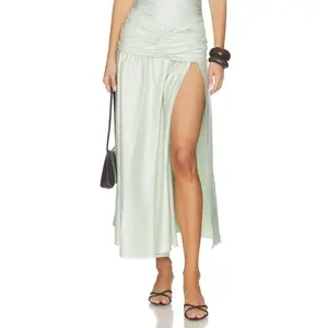 SIMKHAI Gianna Draped Midi Skirt in Mint