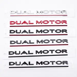 Tesla Dual Motor Car 3D Letter Decoration Sticker, Self-Adhesive Grille Tail Trunk Emblem, Fits Tesla Model 3 Model X Model S