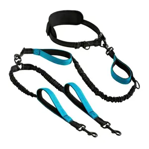 Hands Free Double Dog Leash for Medium & Large Breeds - No Pull Tangle Free with Padded Handles & Reflective Stitches - Dual Leash with 360° Swivel for Comfortable Control