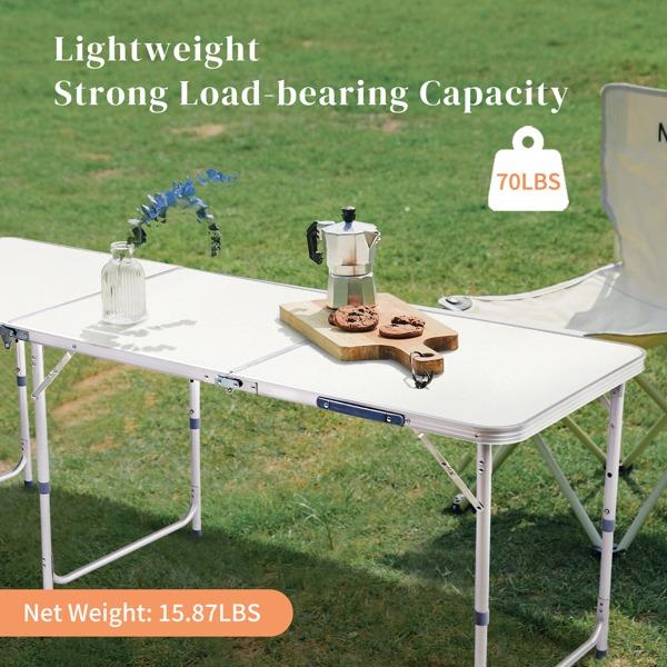 180 x 60 x 70cm Aluminum Alloy Folding Table White
