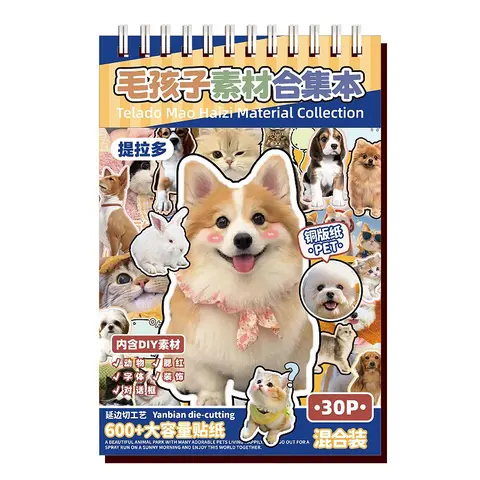 Kawaii Cat & Dog Sticker Books (2 Styles) - 30 Sheets, 800 Glossy Vinyl Stickers Per Style, Matte Finish Adhesive Vinyl Decals, Scrapbooking Set for Planners & Collage Art | TikTokShopJumpstartSale Decor