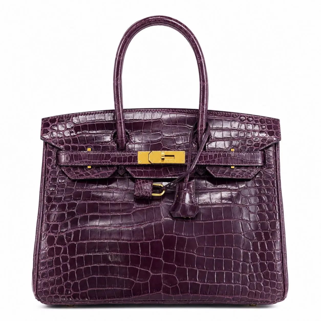 Pre-owned HERMÈS Leather Tote bags CALUXB Hermes Birkin Purple 30 Square P 2012