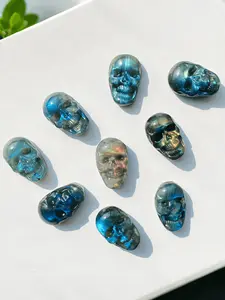 Labradorite Skull Hand Carving, 1 Count Natural Crystal Decoration, Pocket Stone, Ideal Holiday Gift, Home Decoration Stone