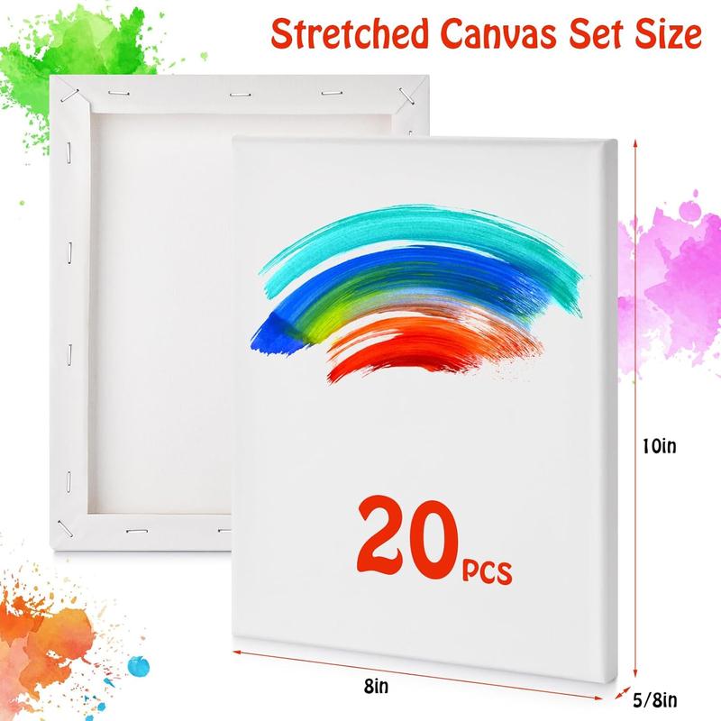 Stretched Canvas for Painting - 8x10 Inch/20 Canvas Value Pack - Triple Primer Acid Free Cotton Blank Canvas for Painting Supplies Oil and Pouring Art Watercolor Stretched Canvas for Painting - 8x10 Inch/20 Canvas Value Pack - Triple Primer Acid Free Cotton Blank Canvas for Painting Supplies Oil and Pouring Art Watercolor