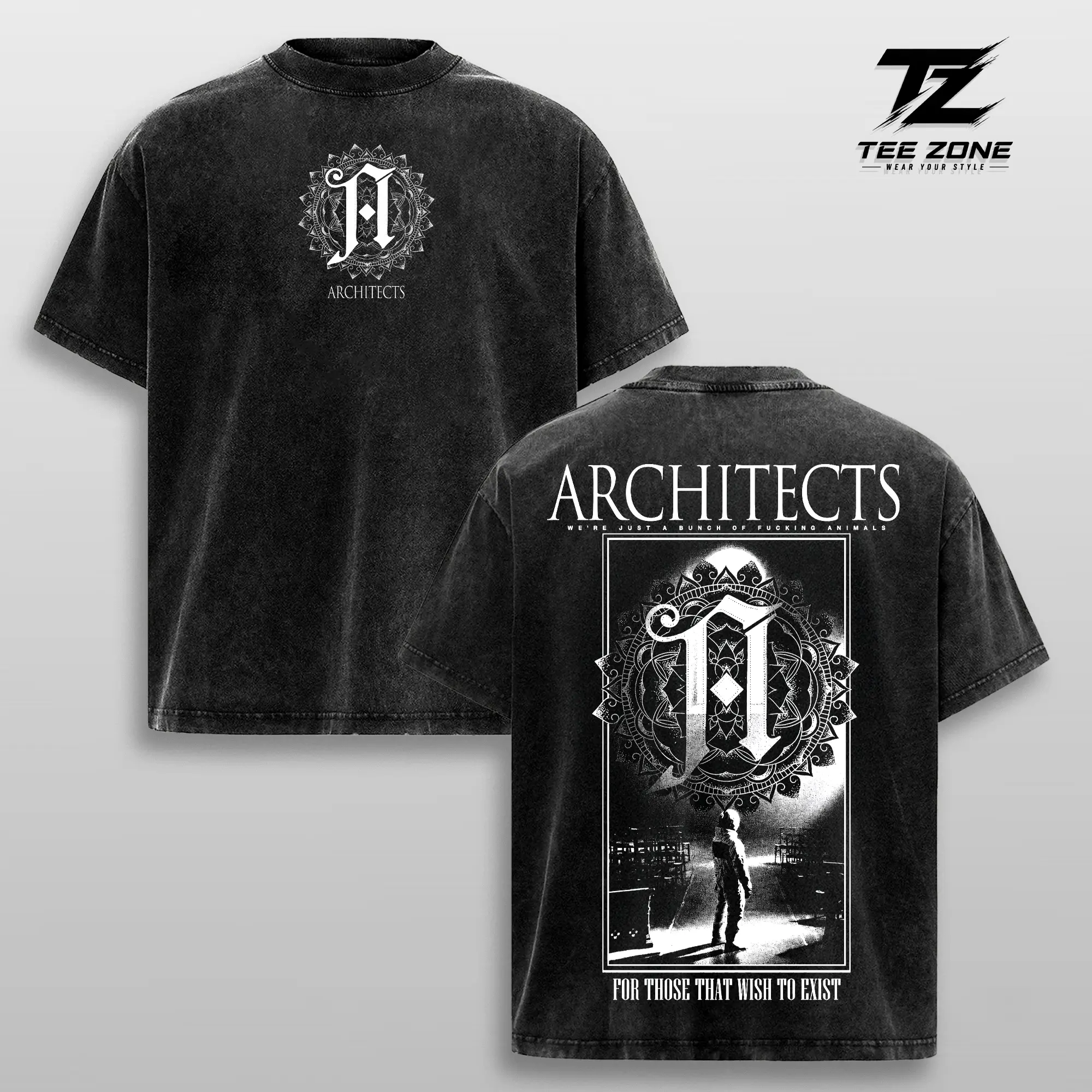 Architects For Those Who Wish To Exist Acid Wash Oversized T-Shirt Heavyweight Cotton Graphic Tee Vintage Metalcore Concert Merch Streetwear