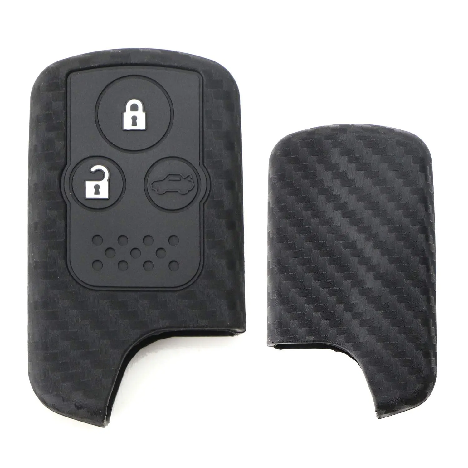 iJDMTOY Carbon Fiber Pattern Soft Silicone Key Fob Cover For 2005-2013 Acura RL Keyless Fob (Black Twill Weave)
