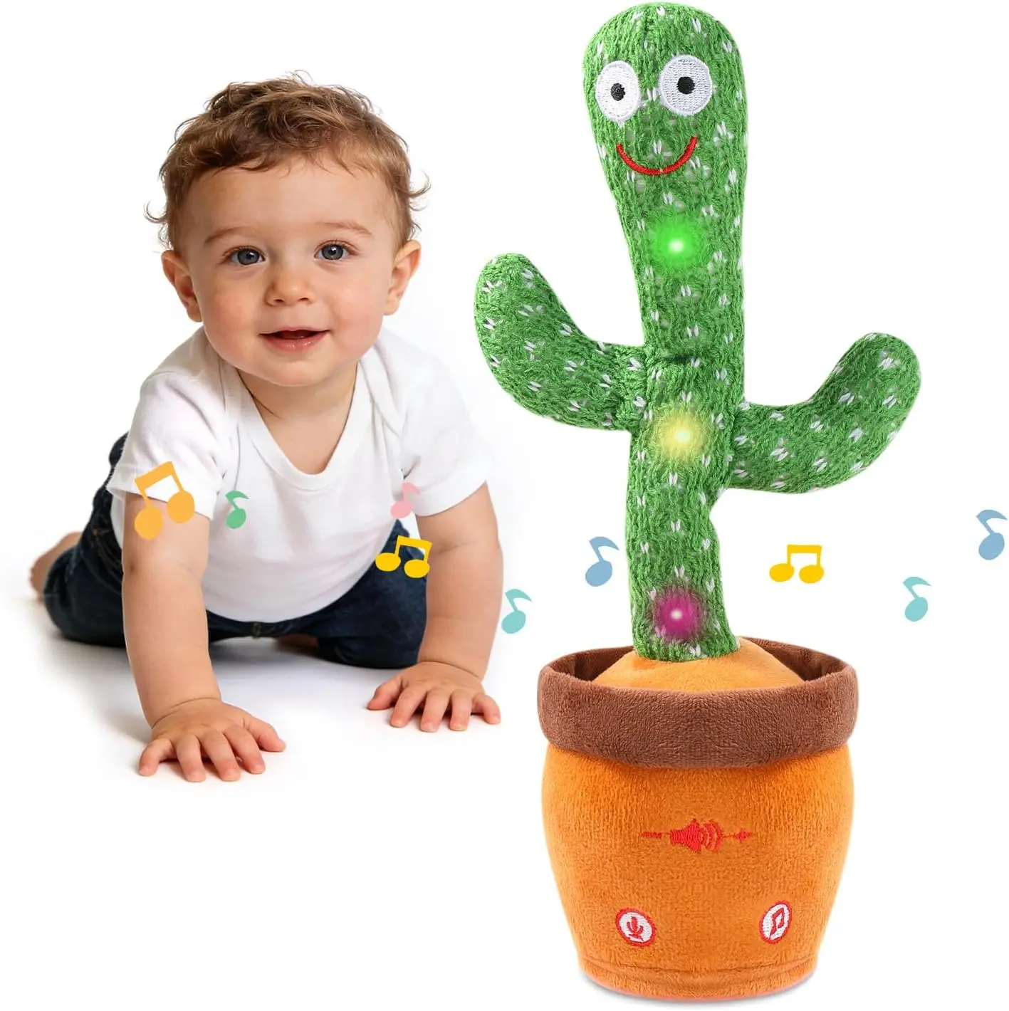 Dancing Talking Cactus Toy, Singing Cactus Baby Toy Stuffed Animals | Glowing Musical Cactus Repeating What You Say, Birthday/Easter Gifts for Kids Toddlers 1-3 Years Old