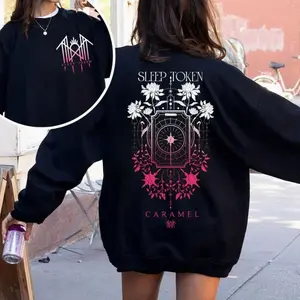Sleep Token Band Sweatshirt, T-Shirt, Hoodie – Caramel Floral Gothic Aesthetic Symbol and Cosm, Sleep Token Caramel Shirt unisex band merch pullover floral graphic rock music fan streetwear
