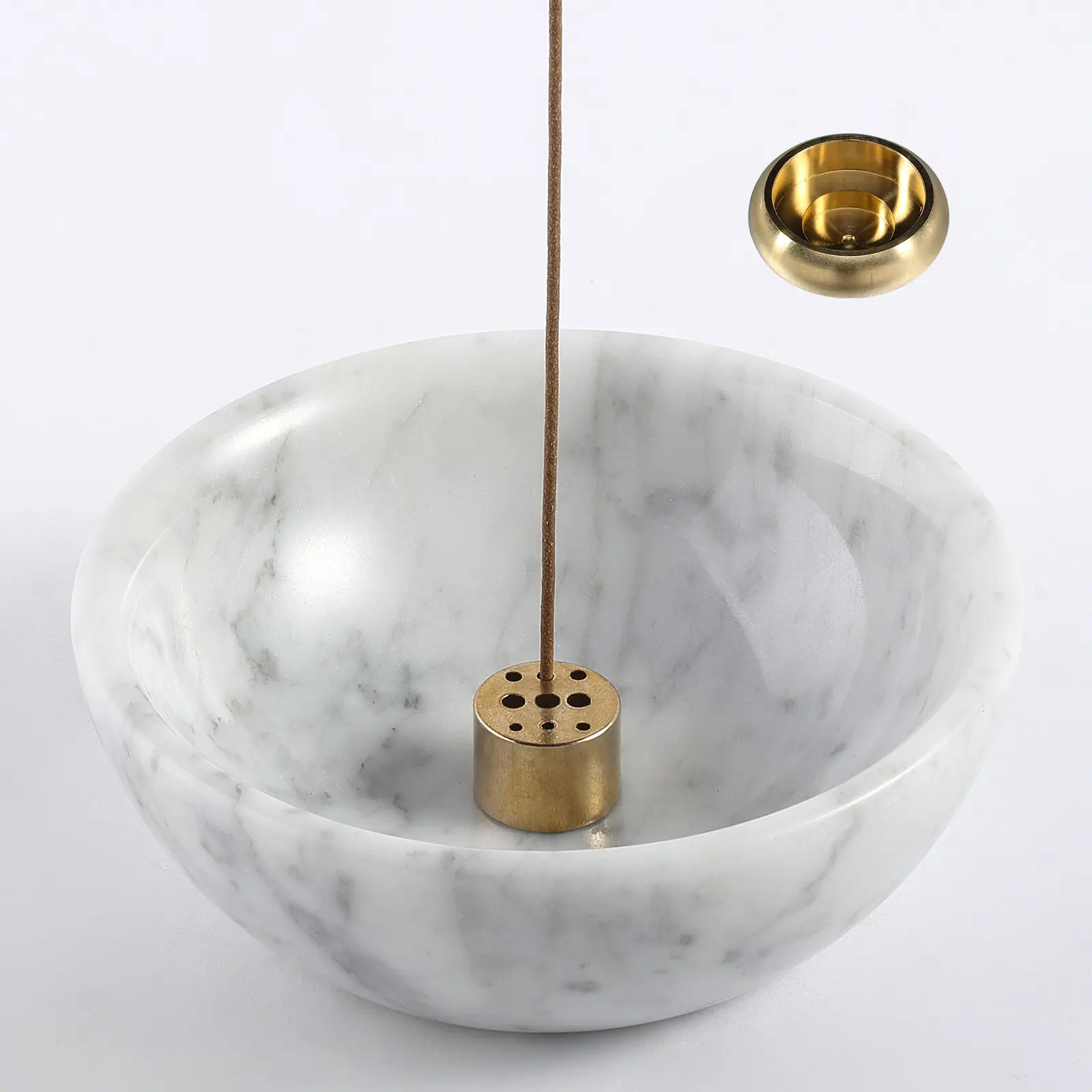 Koville Incense Holder, Beautiful Natural Marble Incense Burner for Meditation, Incense Holes Suitable for Most Incense Types (Bianco Carrara)